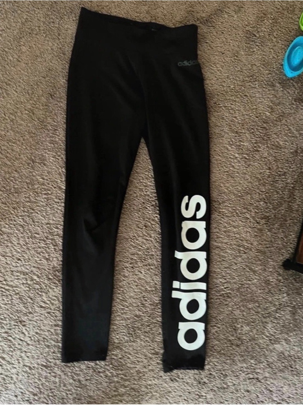 adidas Black Leggings with White Side Logo
